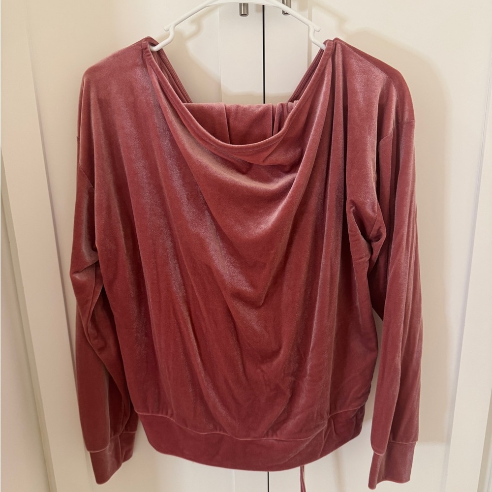 Velvet Drape Neck Top/Pants in Dusty Rose